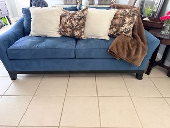 Blue Micro Fiber Tufted Couch