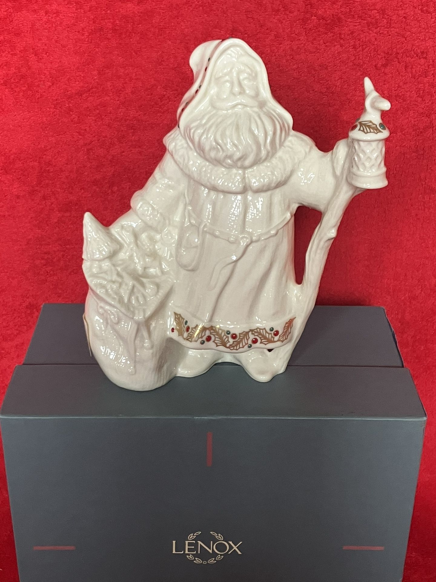 1994 NEW LENOX WOODLAND SANTA CLAUSE FINE PORCELAIN 7" FIGURINE w/ GOLD ACCENT - Made In USA ‼️ Price Is FIRM ‼️ More RARE & VINTAGE Items Here ...