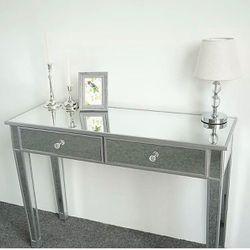 New Glass Mirrored Vanity Table Desk Console 