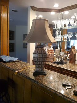 Bombay oriental lamp and shade.