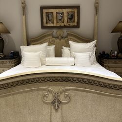 Marge Carson 4 poster bed with 2 nightstands