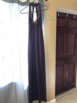 HOMECOMING/PROM DRESS BROWN & GOLD LIKE NEW SZ 7/8