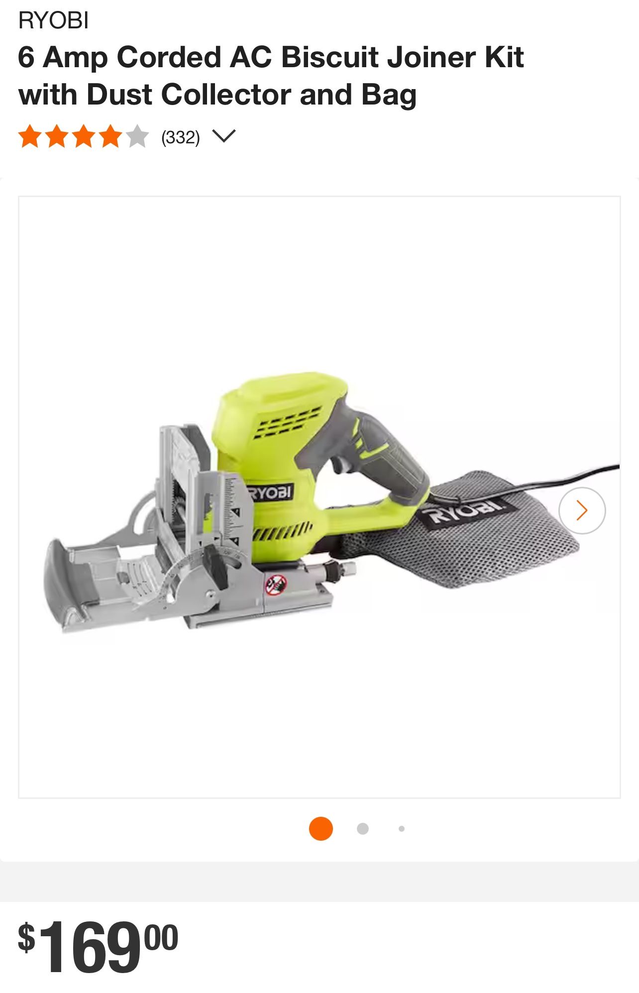 6 Amp Corded AC Biscuit Joiner Kit with Dust Collector and Bag