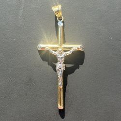 14k Gold Crucifix Two Tone 