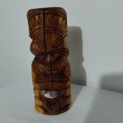 CARVED SOLID WOOD TIKI FIGURINE6.5"×2.5' - V33