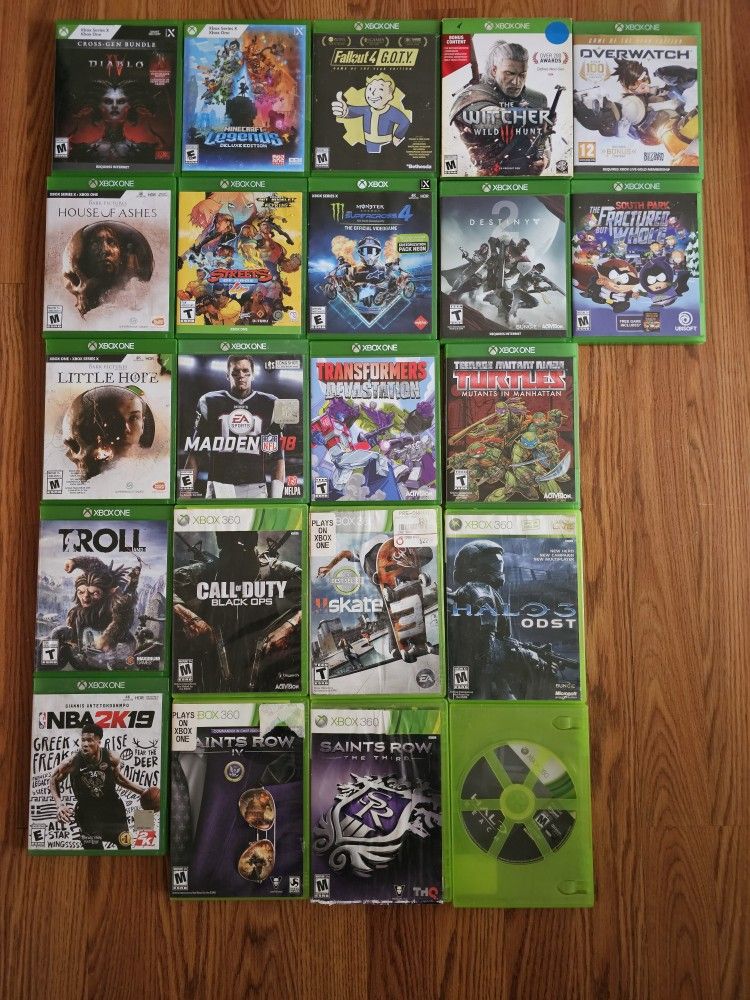 XBOX GAMES LOT(16 XBOX 1(SERIES X)+6 XBOX 360 GAMES