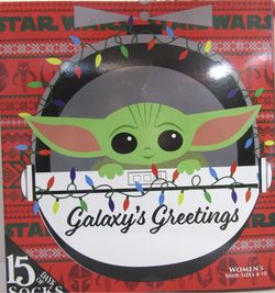 Star Wars Mandalorian Baby Yoda 15 Days of Socks Advent Calendar Women’s 4-10