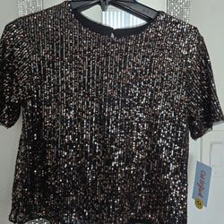 Blusa Para Niñas De Lentejuelas Manga Corta Medida L (10/12)