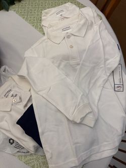 4 school Uniform tops 6/7 white long sleeve