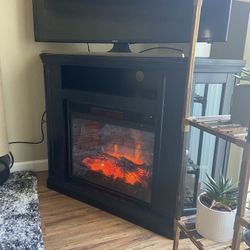 Clee Solid Wood TV Stand With Fireplace 