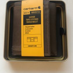 Carhartt Leather Triple-Stitched Trifold Wallet