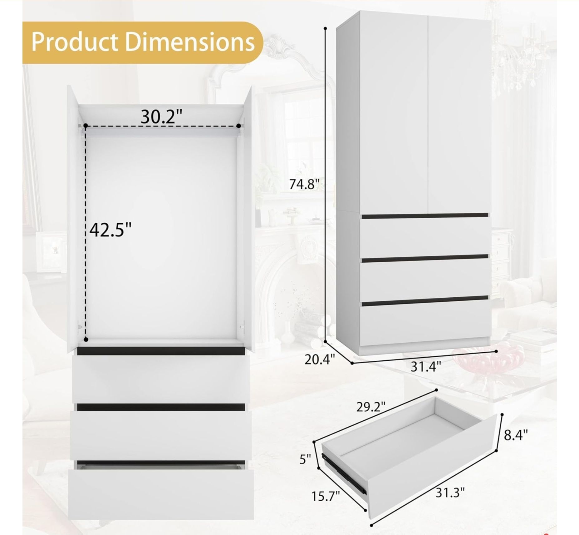 Modern Cabinet for Clothes with Shelves
