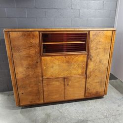 Circa 1920's Art Deco Burl Wood Armoire 