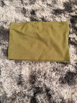 Olive Green Ribbed Bandeau Tube Top