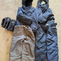 Kids Snow Pants (2), Coats(2) Sizes 4-6; Boots 13Y