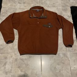 Vintage 90’s Patagonia Men's Medium Brown Black Synchilla Snap-T Pullover Fleece