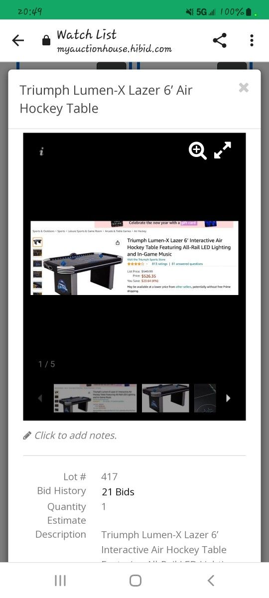 6' Laser AIR Hockey table