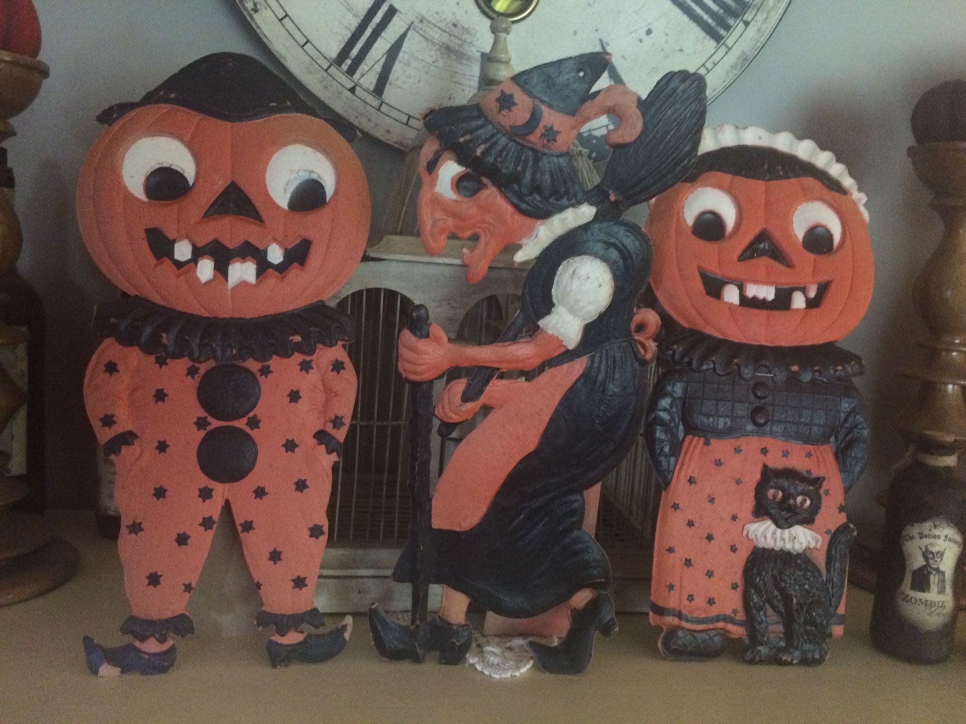 Vintage Halloween German Die Cut WITCH Decoration