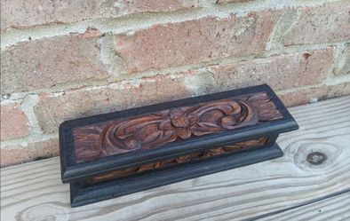 Vintage Hand Carved Wood Pen/Pencil Holder