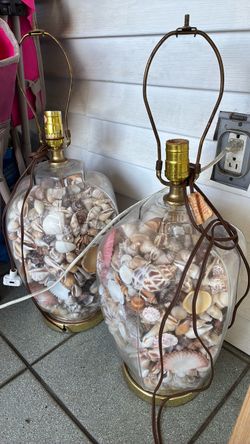 Ocean Lamps. Sea shells etc inside these beautiful lamps