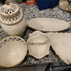 5-pc Lenox Set Hand Painted With 24k Gold