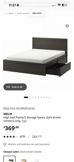 IKEA MALM Queen Bed Frame with 2 storage drawers