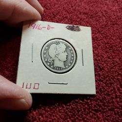 1916 D  BARBER  QUARTER  FINE