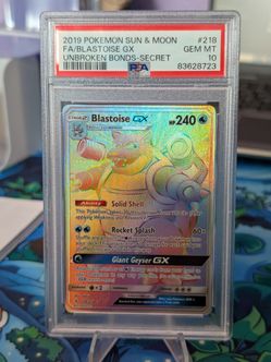 Pokemon Unbroken Bonds Blastoise GX (Secret) PSA 10