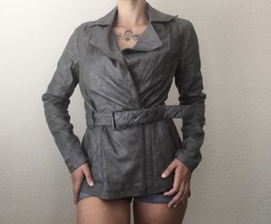 Mossimo Grey Faux Leather Zip Jacket