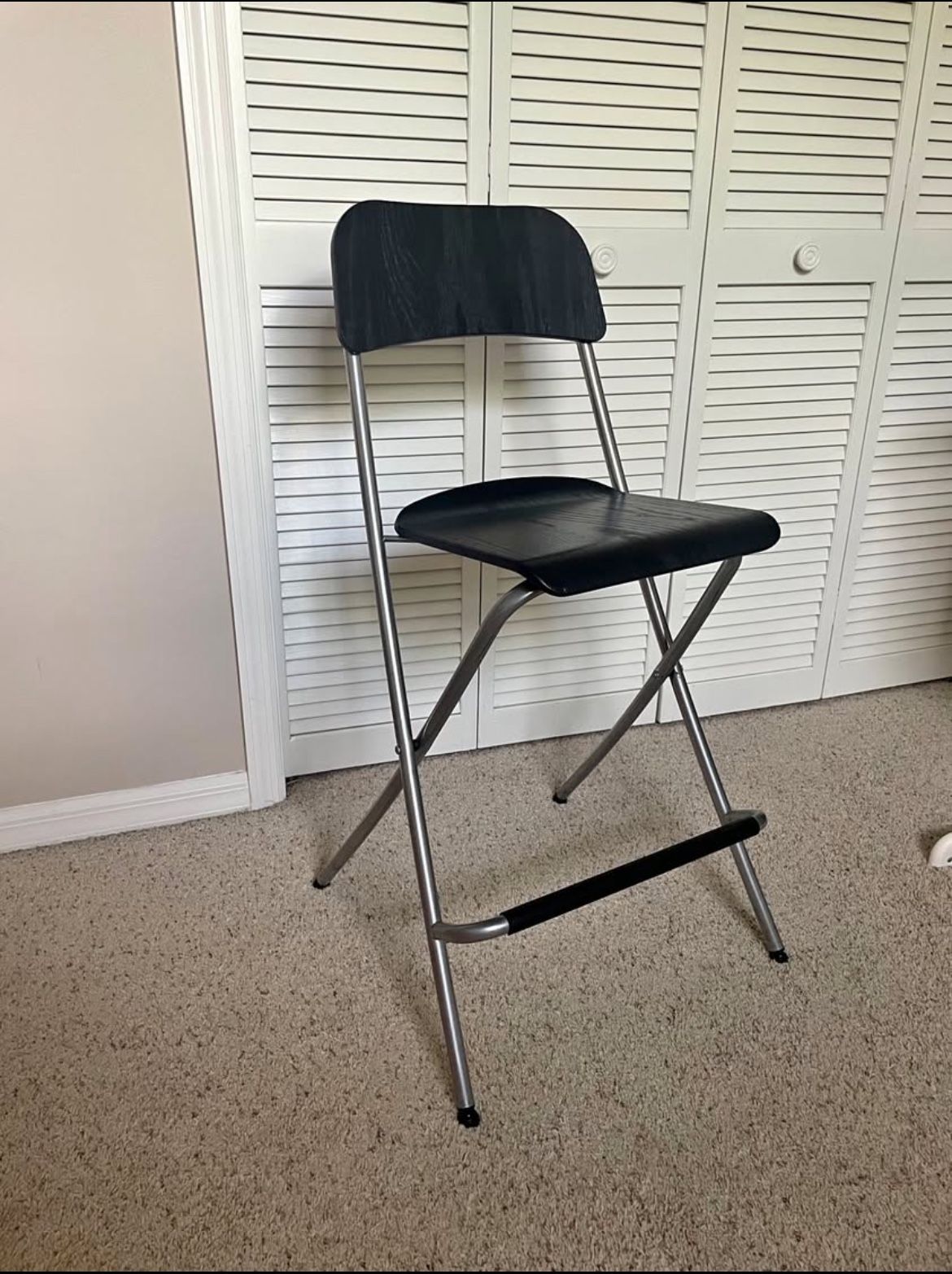 Bar stool with backrest, foldable, counter height
