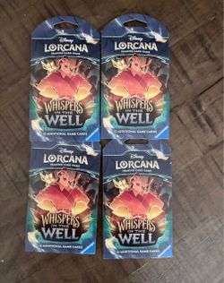 4x SLEEVED BOOSTER PACK Lorcana Whispers in the Well Disney TCG Ravensburger.