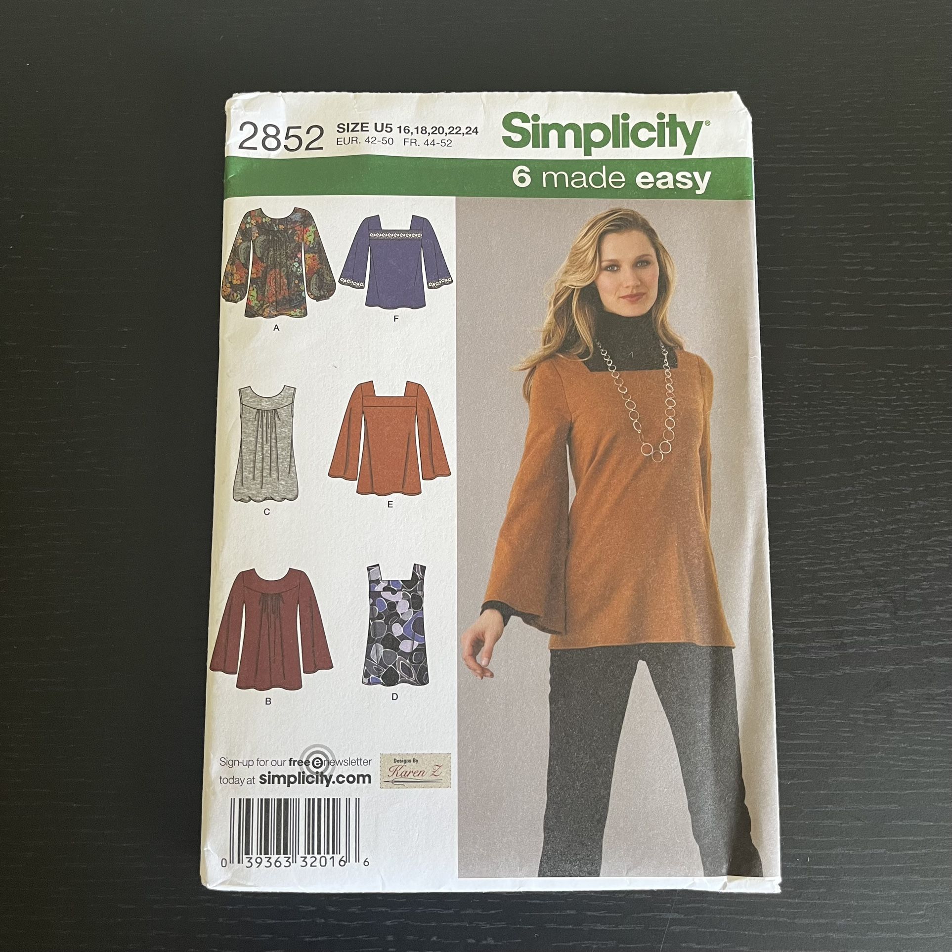 Simplicity 6 Made Easy Sewing Pattern Size 16 - 24 2852
