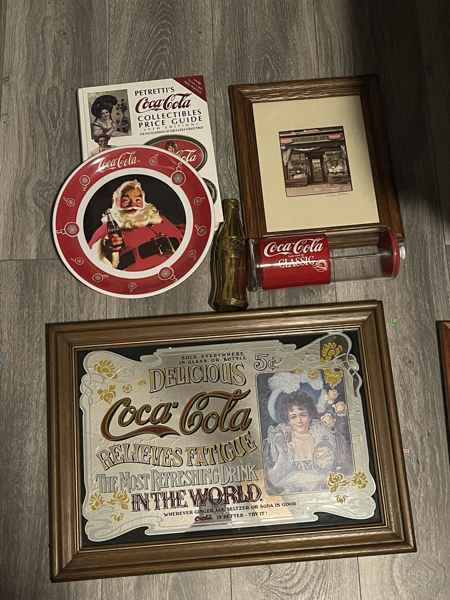 Coca Cola Mirror , Plate, Picture  And Straw Holder 