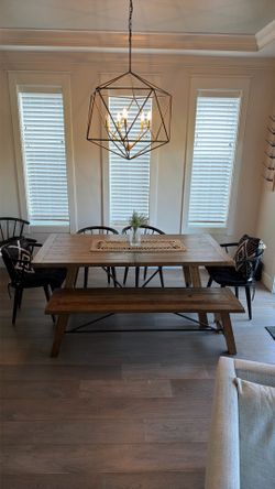 Dining Room Table - Wood with Black Chairs
