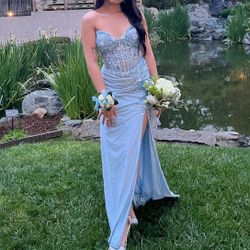 light baby blue prom dress