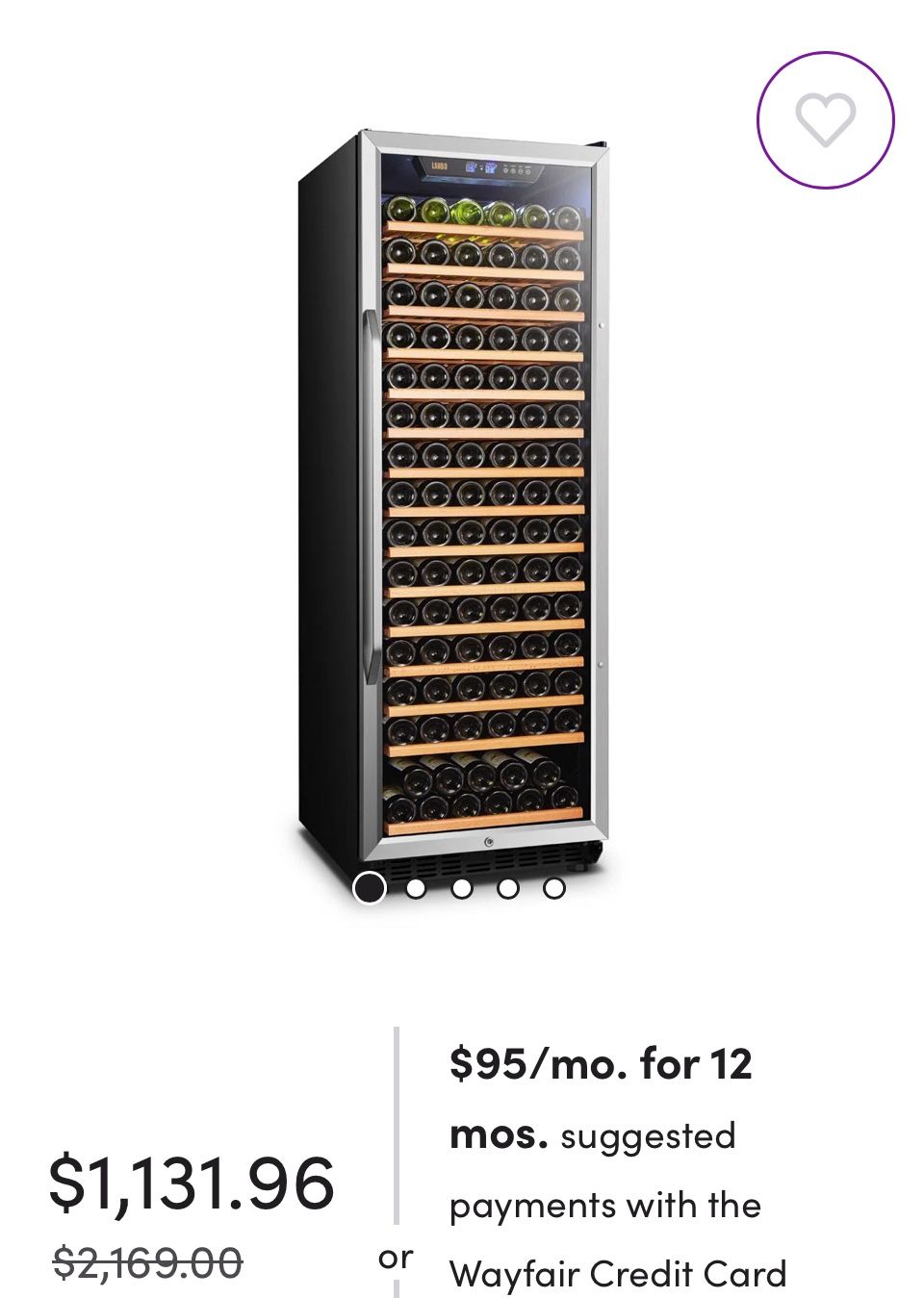 165 Bottle Single Zone Freestanding Wine Refrigerator
