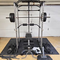 Squat Rack/Cables/Bumper Plates/Bench Press/Mats