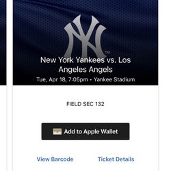 2 New York Yankees Angels Tickets  Section 132 Row 3