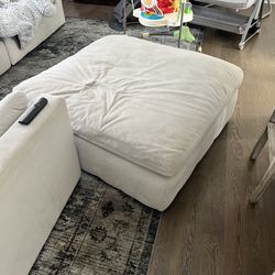 White Microfiber Ottoman