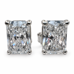 14K White Gold Stud Earrings with Lab Grown Radiant Cut Diamonds 3.06 Carat. (New)