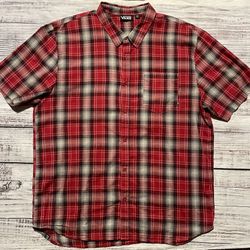 Vans Red and Black plaid Button down short sleeve / Mens 2 X-Large