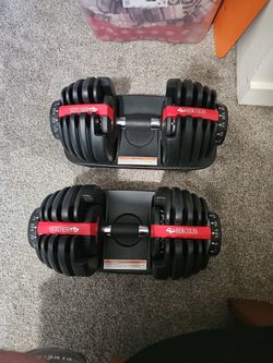 Black/red adjustable dumbells