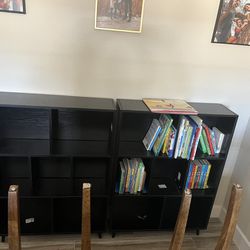 Black Mid Century Bookshelves Storage Organizer