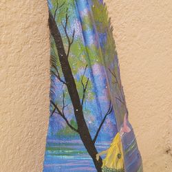 Handpainted Tropical Coastal Mermaid Palm Frond Wall Decor Art 