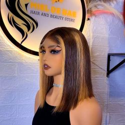 Wigs Human Hair Highlights Color 