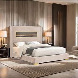 New Queen Bed Led Fire Display Bluetooth 