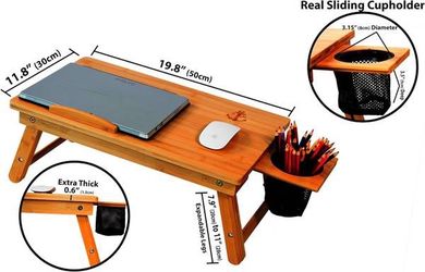 portable bamboo laptop desk and bed tray featuring a tilting work surface