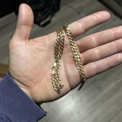 Solid 14K Yellow Gold 5.7MM Flat Curb Cuban Link Necklace Chain 24"