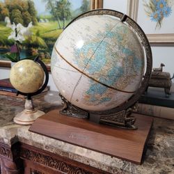 2 Globes For Home Decoration. Crams Imperial Globe W Metal Base