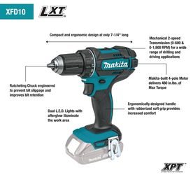 Makita XFD10 Drill Driver LXT 18v Cordless